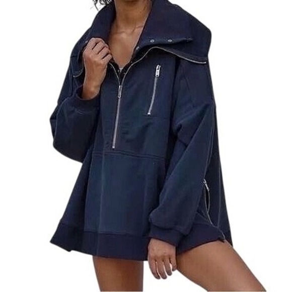FP Movement by Free People Sweaters - Free People FP Movement Venture Pullover Jacket M Navy Blue Heavyweight $178